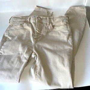 Free People Busted Knee High Rise Tan Skinny Jeans Size 27R